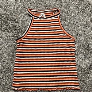 Mudd Tank Women’s Small orange brown earth toned tank striped‎ great condition